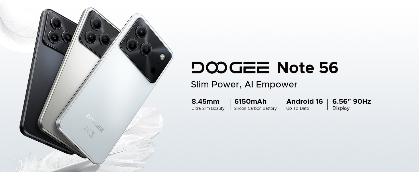 DOOGEE Note 56 Android 16 Unlocked Smartphone 24GB+64GB 6150mAh