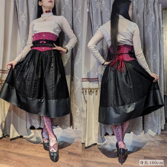 受注生産】レースプリントミニショートコルセット（ワイン） - 【公式