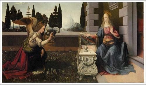 ダヴィンチ【受胎告知】 - 手描き 絵画（油絵複製画）販売のアート名画館