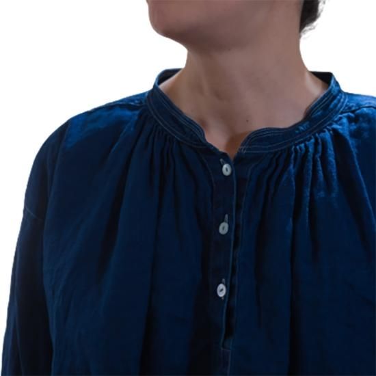 ŠP（エシュペー）インディゴリネンブラウス ＃BLUE - リントータル