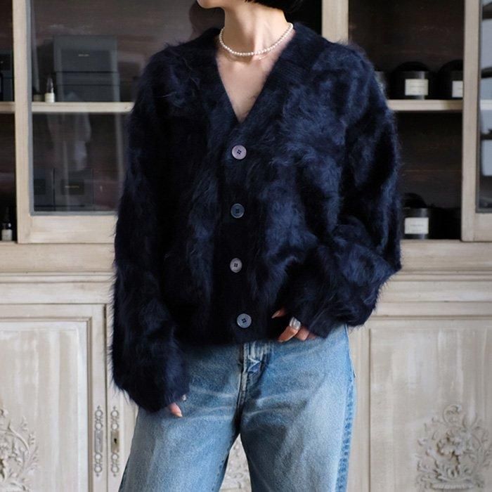 カシミヤファー7GVネックカーディガン - Licavou shopping