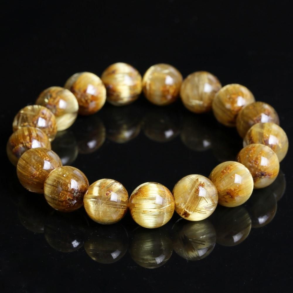 プレミアム] キャッツアイゴールドルチルクォーツ ブレスレット 12.5mm