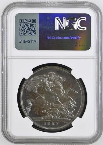 イギリス 1887 ビクトリア ジュビリーヘッド クラウン 銀貨 PF64CAMEO