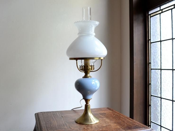 オイルランプ型 陶器テーブルランプ（H48cm）｜アンティーク照明