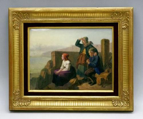 KPMベルリン 陶板画 『海を眺める家族』 - 埼玉のアンティーク販売