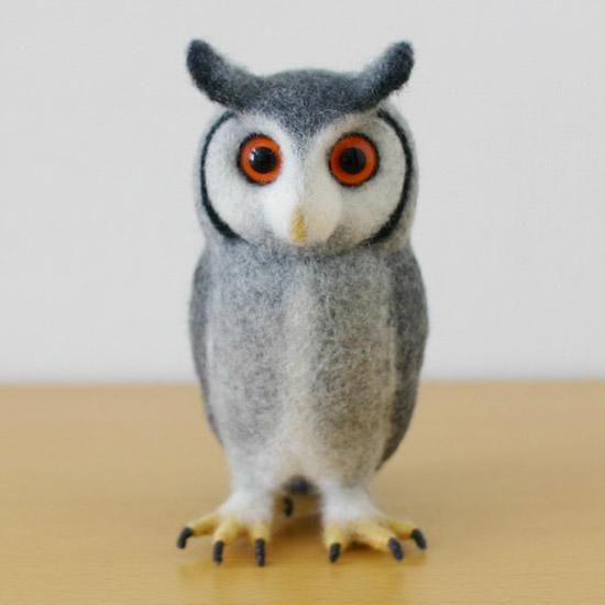 鈴木工房／羊毛フェルトのフクロウ「アフリカオオコノハズク