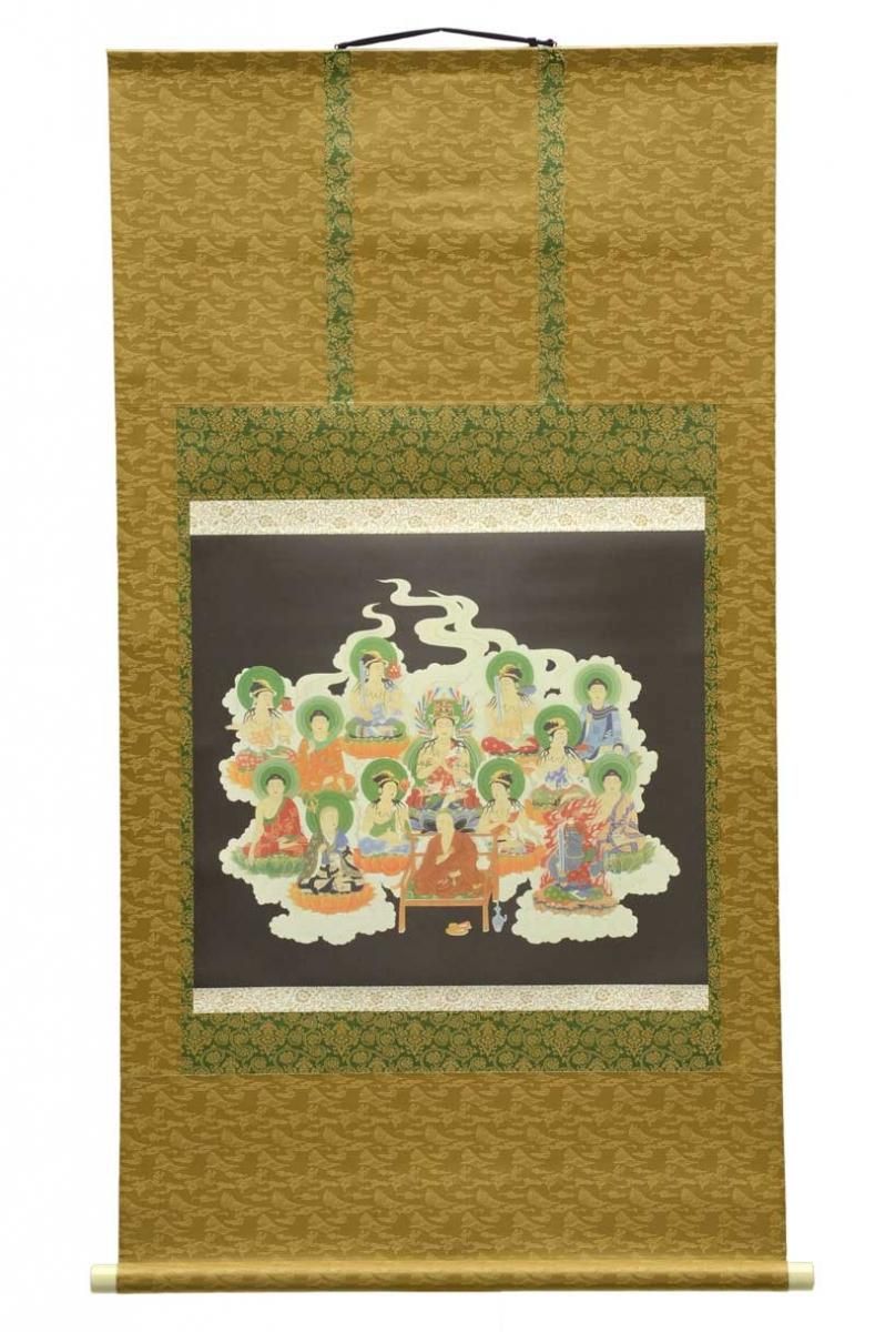 真言宗】 十三仏掛け軸 弘法大師入り (巾広4尺) 初盆 新盆 お盆 お盆の