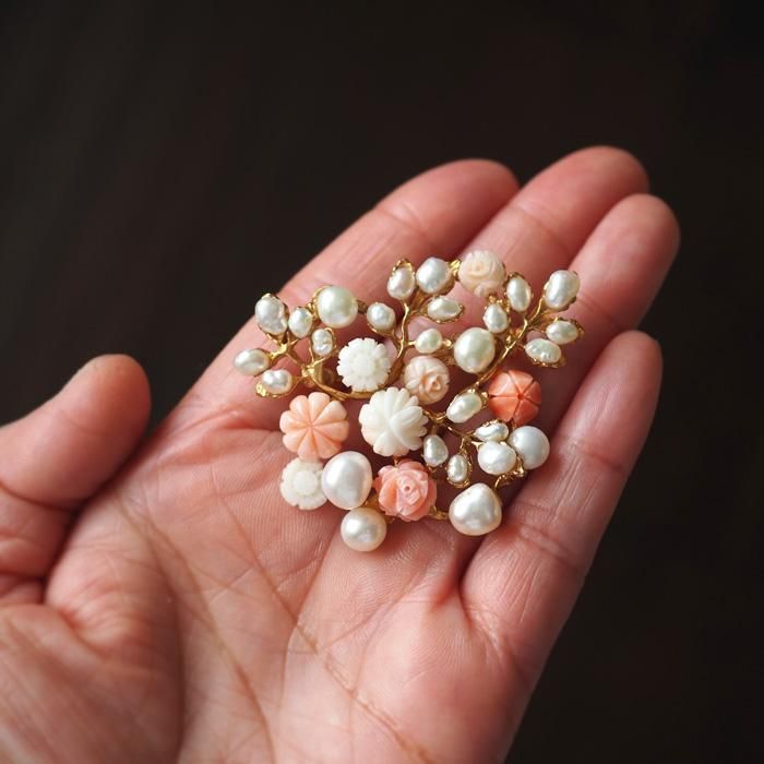 SWOBODA（スワボダ）☆淡水パールと珊瑚 エンジェルスキンコーラル