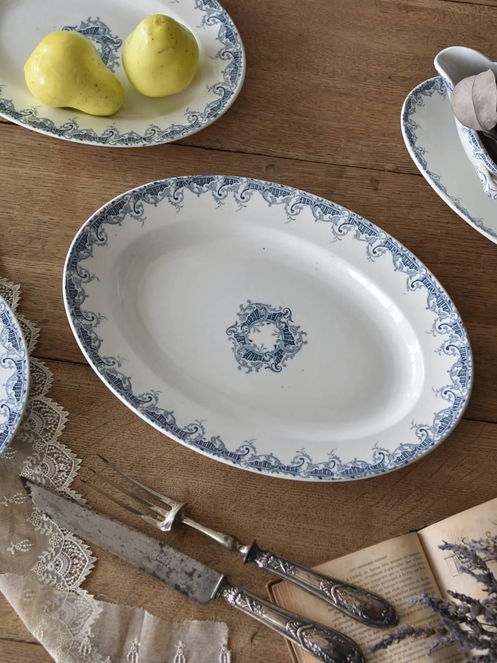 オーバルプレート2.BORDURE フランスアンティーク食器 Luneville