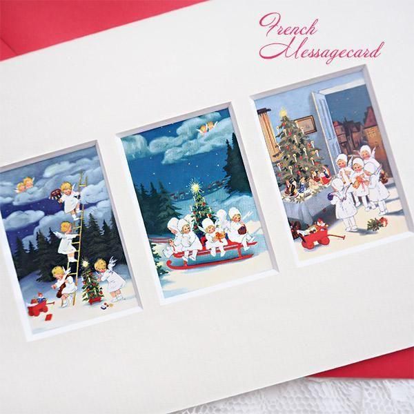 フランス クリスマスポストカード マウントボード仕様 封筒セット