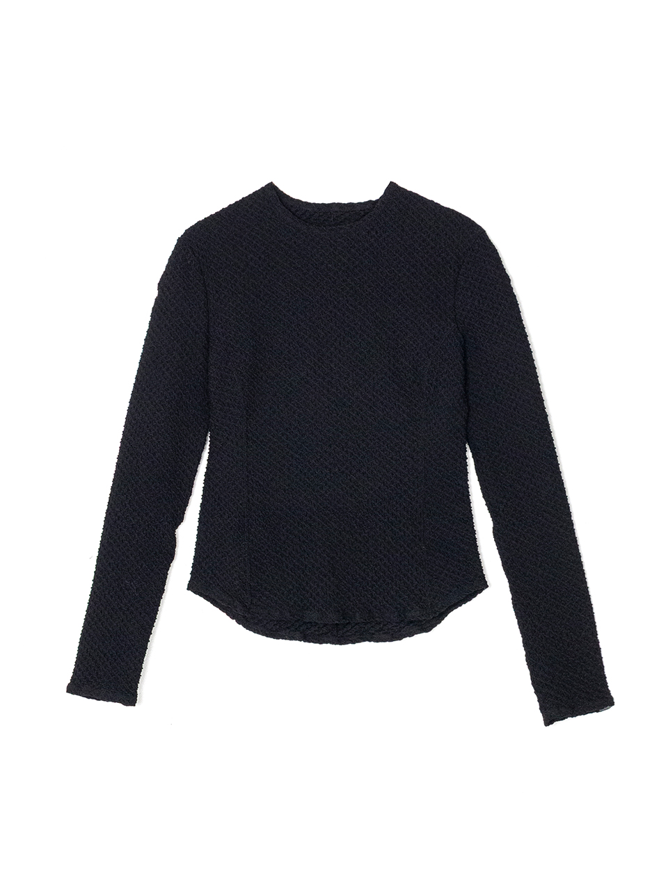 Shirring Jersey Jacquard Long Sleeve Top-シャーリングジャージ