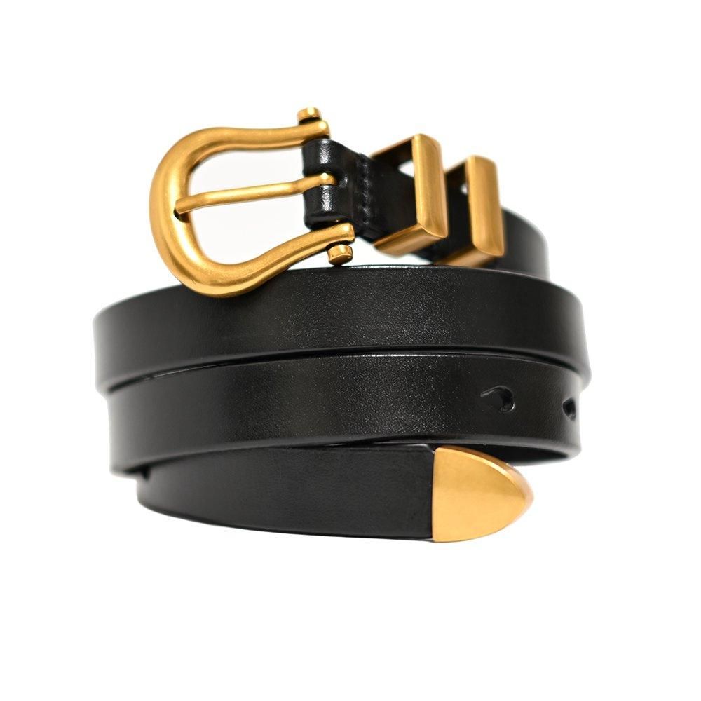 Cowhide Leather Narrow Belt -Gold- ｜ 牛革レザーゴールドナロー