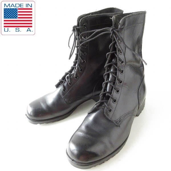 70s USA製 実物 米軍 9ホール コンバットブーツ 黒 9W 幅広27cm レース