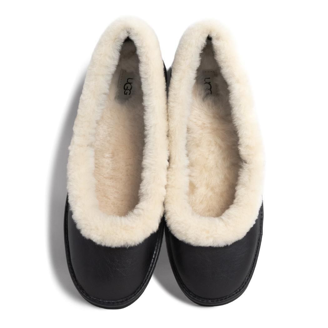 UGG ZORA LEATHER BALLET FLAT BLACK アグ ゾラ レザー バレエ