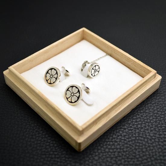 オーダーメイド【タイタック式】家紋ネクタイピン・カフスボタンセット