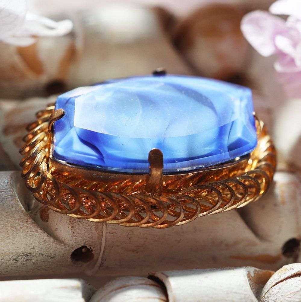 青硝子のブローチ - 海福雑貨通販部