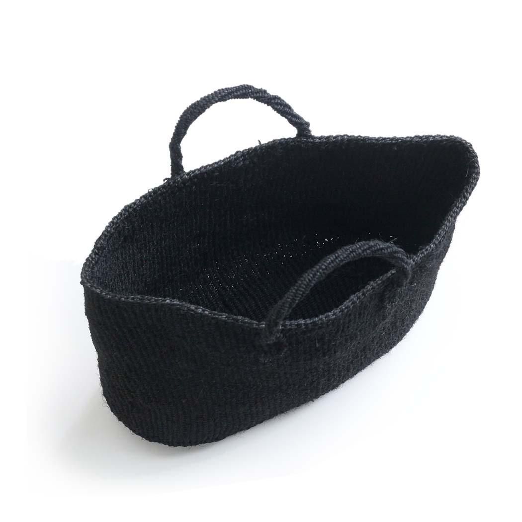 サイザル カゴバッグ 楕円L - ブラック かごバッグ