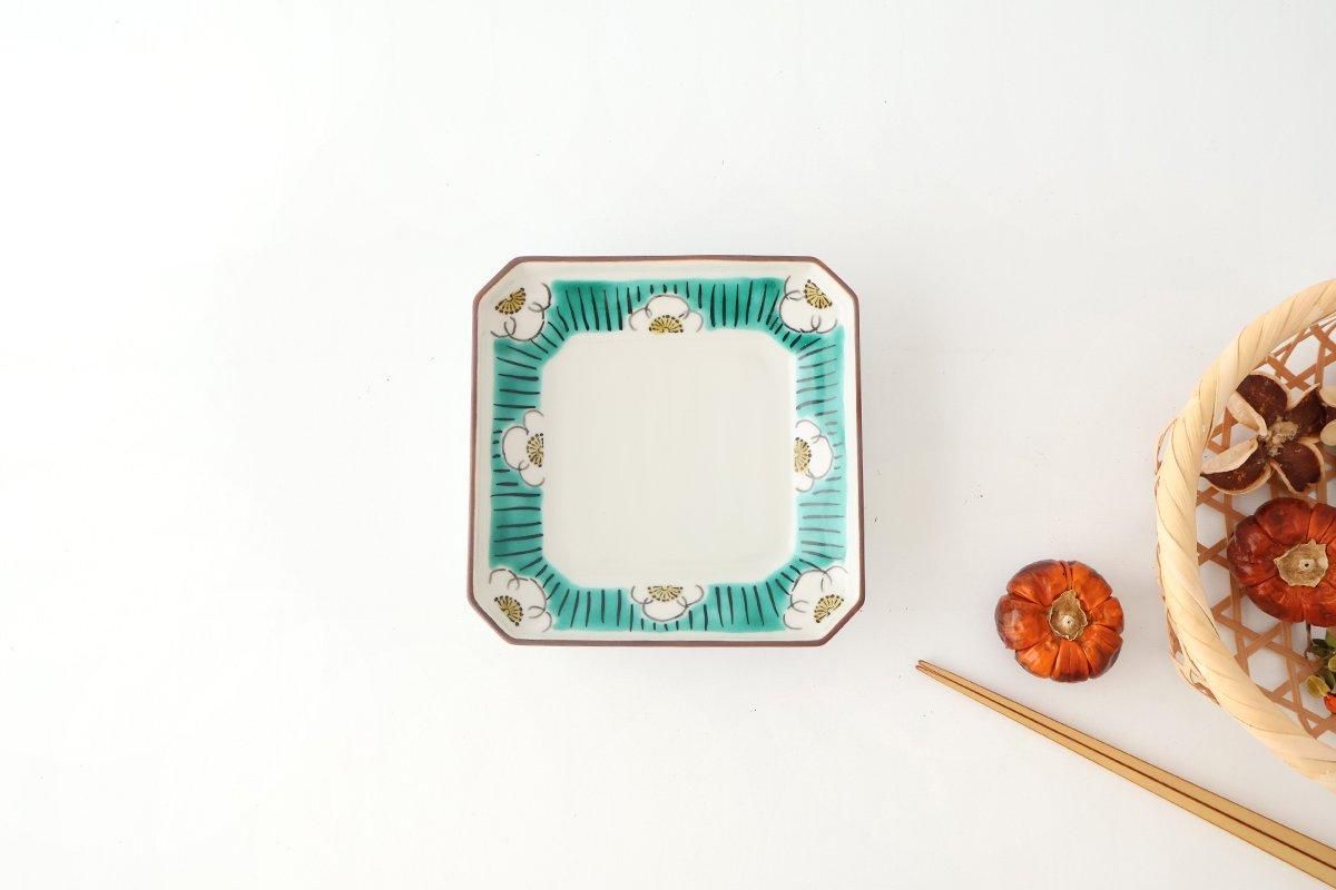 四寸角皿｜白梅文様｜磁器｜九谷美陶園｜九谷焼｜和食器通販｜うちる