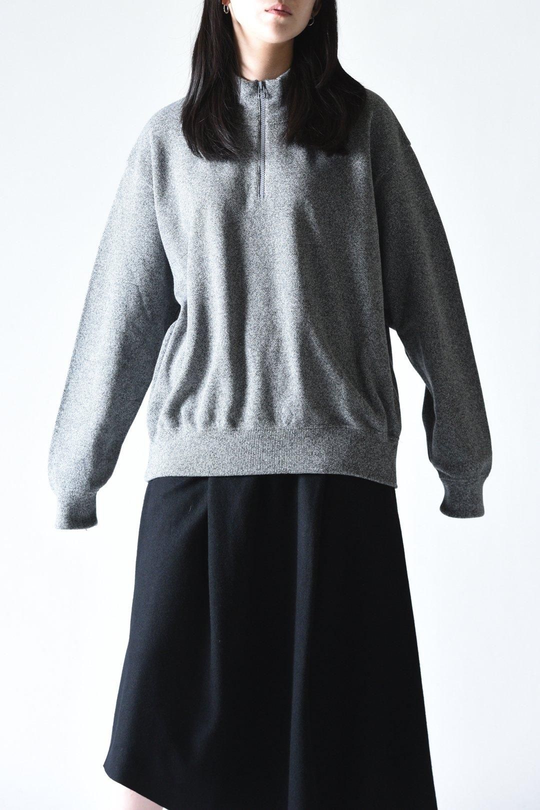 crepuscule Light Moss Stitch Half Zip Pullover D.Gray - BISHOOL