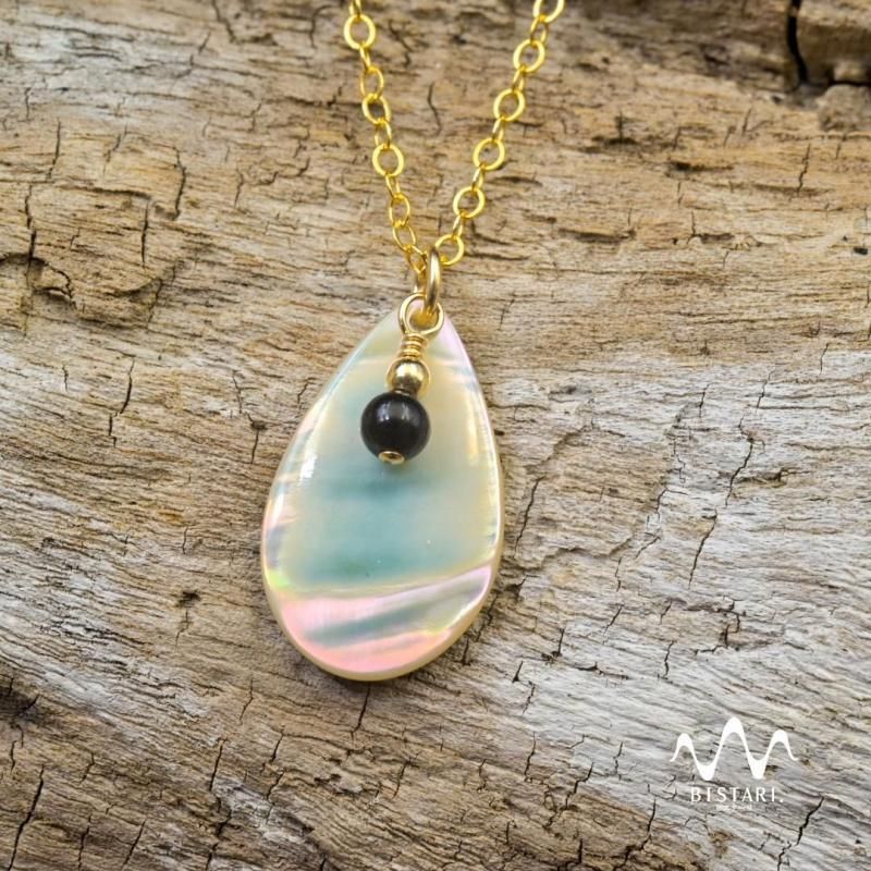夜光貝ワンポイントネックレス-石垣島ハンドメイドショップBISTARI