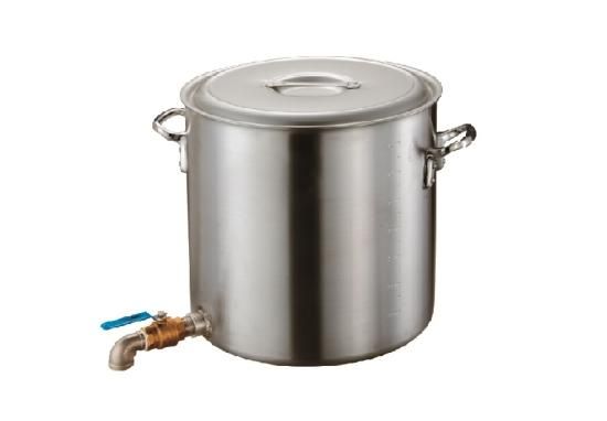 アルミ寸胴鍋蛇口付バルブ2吋目皿付 - ラーメン道具、中華料理、町中華