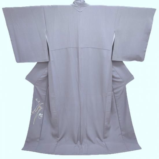 付け下げ 小梅と水仙 源氏鼠色 カジュアル 順フォーマル 茶道着物 御