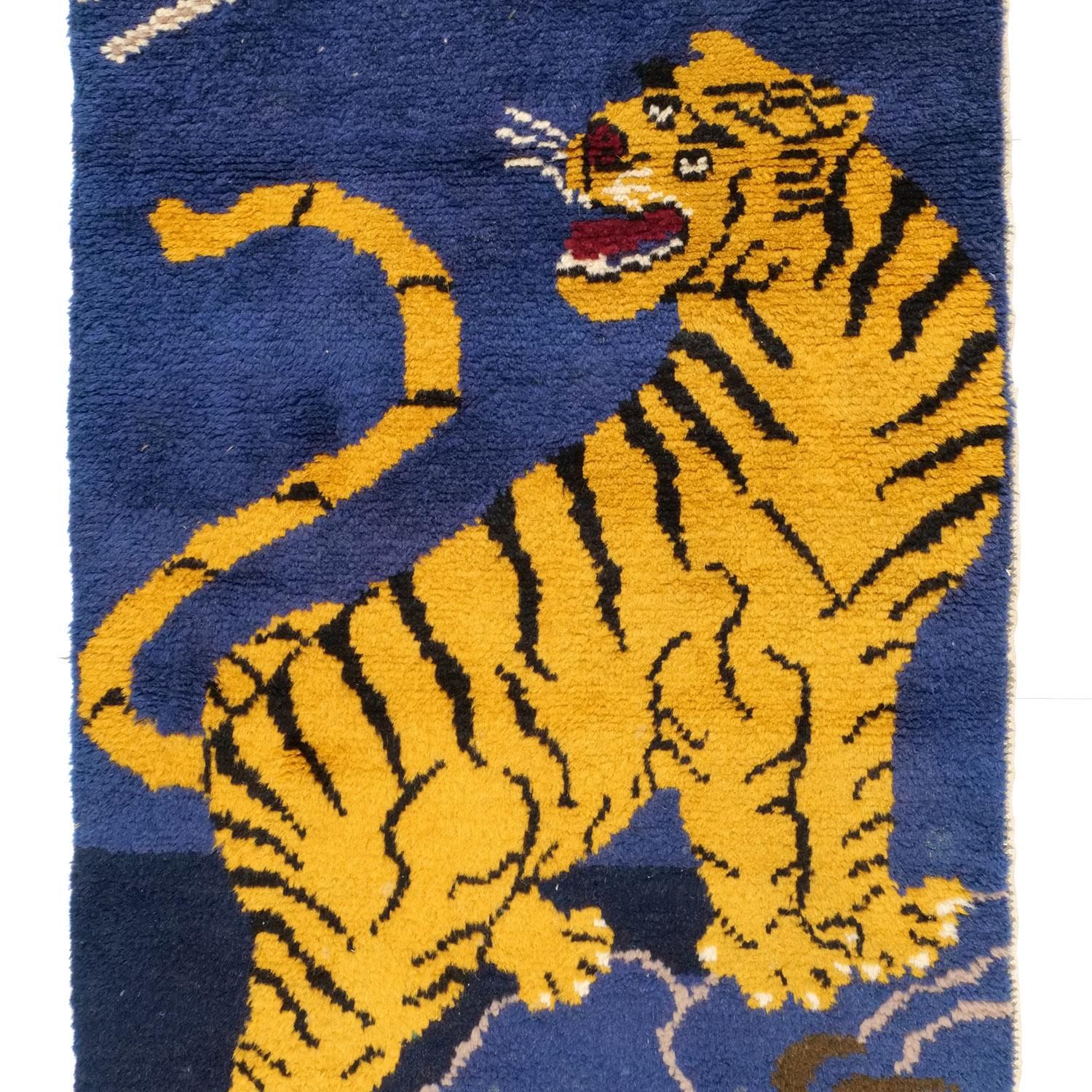 チベット 1940年代 ラグ | 手織りアンティーク - vintagecarpet