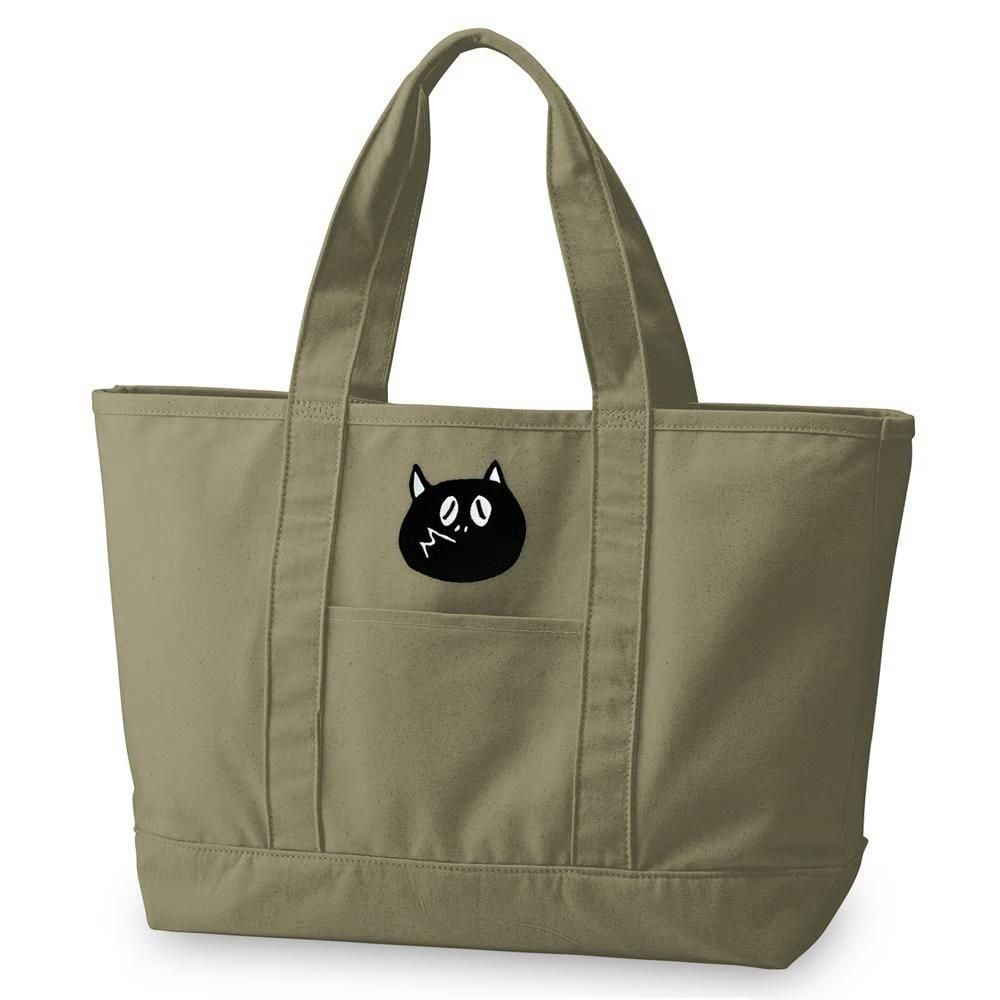 刺繍トートバッグ カーキ - youkai-honpo