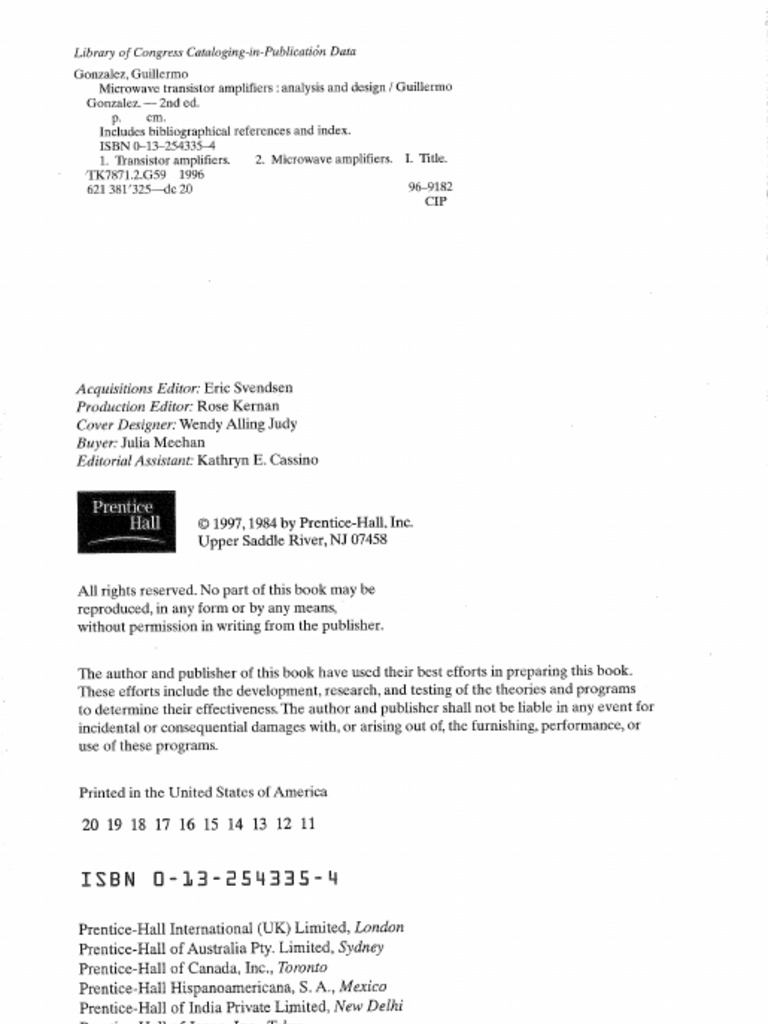 Microwave Transistor Amplifiers (Analisis and Design) - Guillermo