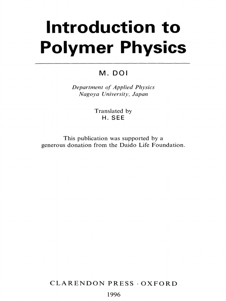 M. Doi, H. See - Introduction To Polymer Physics-Oxford University