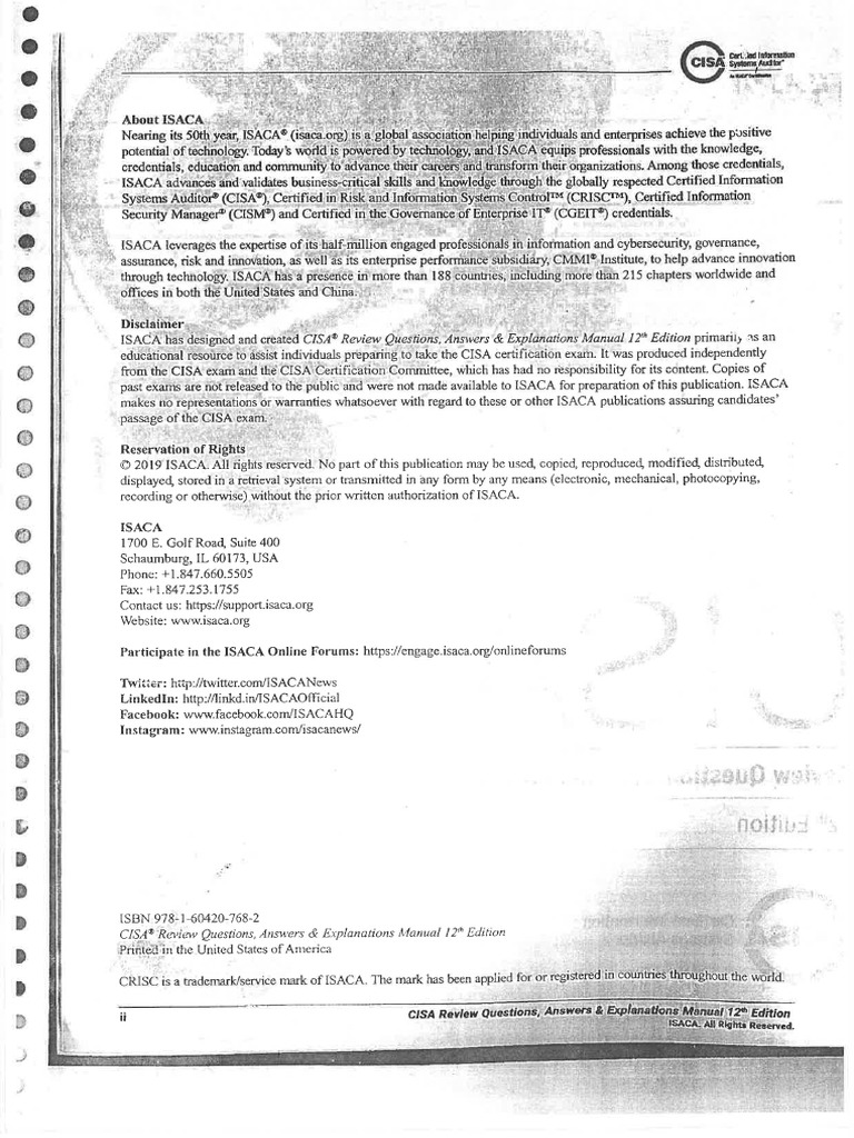 Sample Cisa Review Questions Answers Explanations Manual 12th