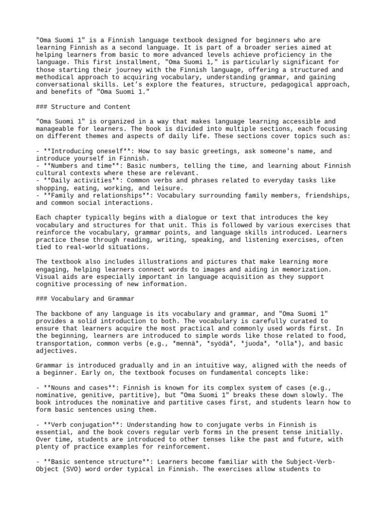 About Oma Suomi 1 | PDF