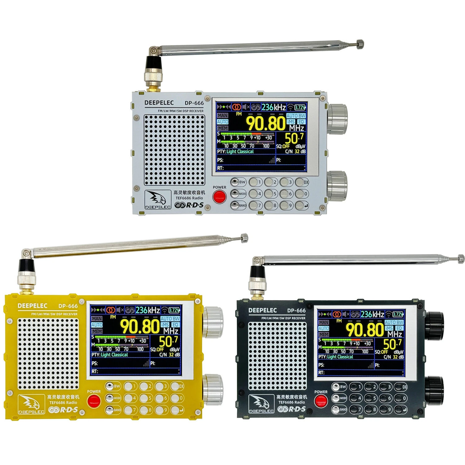 TEF6686ラジオ 高感度フルバンド FM AM LW MW SW 短波 ESP32 RDSWave