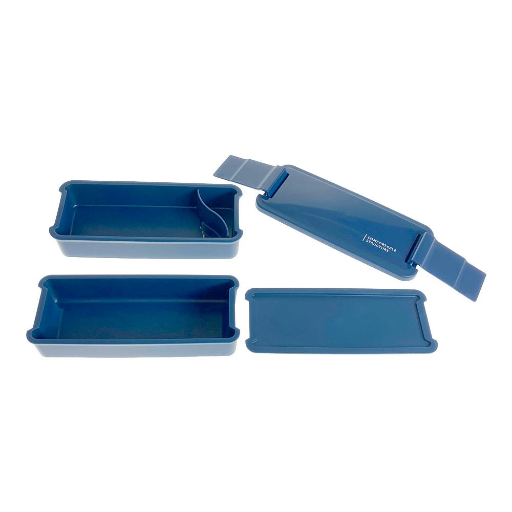 パッキン一体型 抗菌ランチボックス 2段 680ml ネイビー | 弁当箱