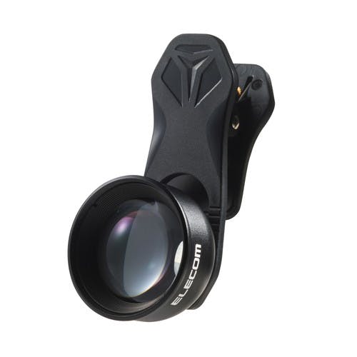 スマホ 望遠レンズ 2倍 クリップ式 レンズ 高画質 ブラック | 携帯