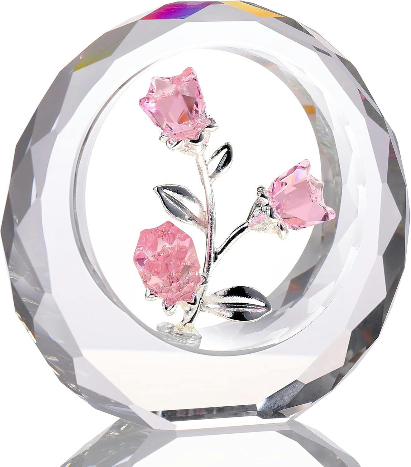クリスタルピンクローズ 結婚記念日プレゼント女性クリスタルピンク
