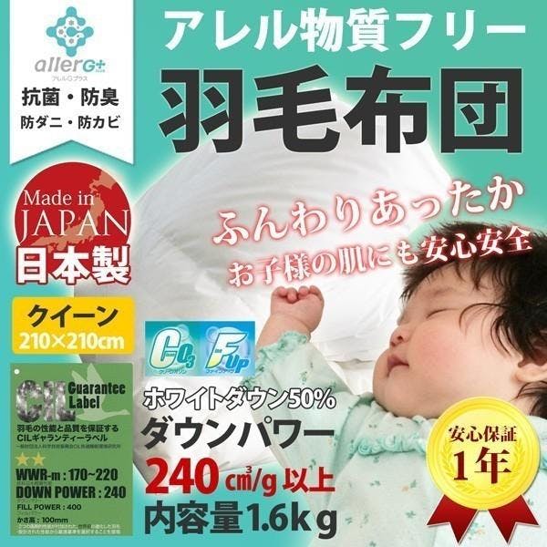 ホワイトダックダウン 羽毛布団（無地） クイーン A743QZ | 布団・枕