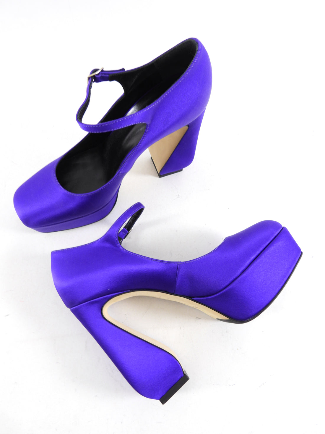 S Rossi by Sergio Rossi Purple Satin Platform Heels - 38 – I MISS
