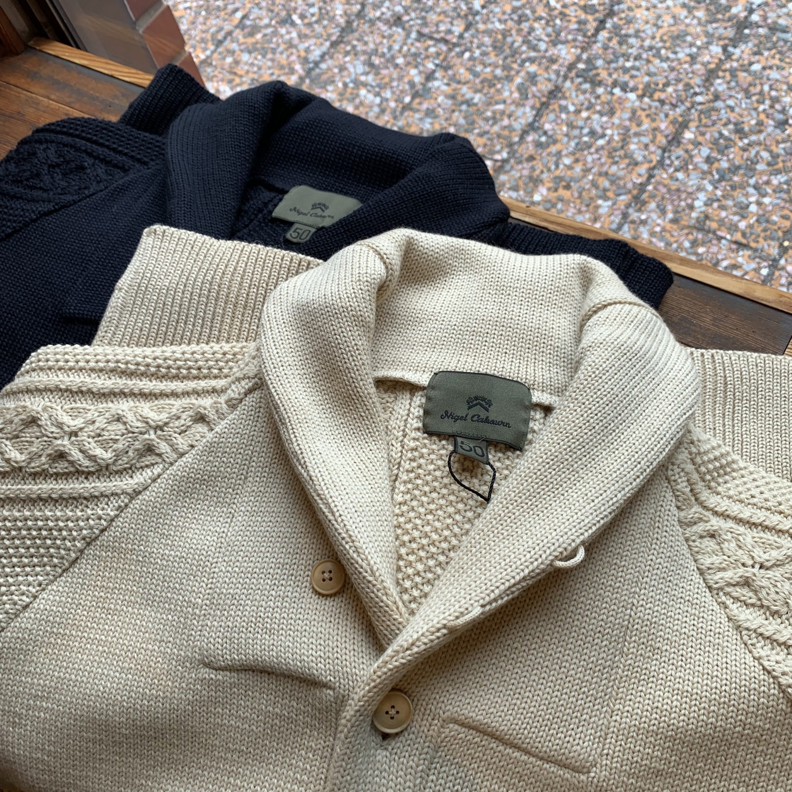 Nigel Cabourn FISHERMAN CARDIGAN – MIX | INDIGO BLUE