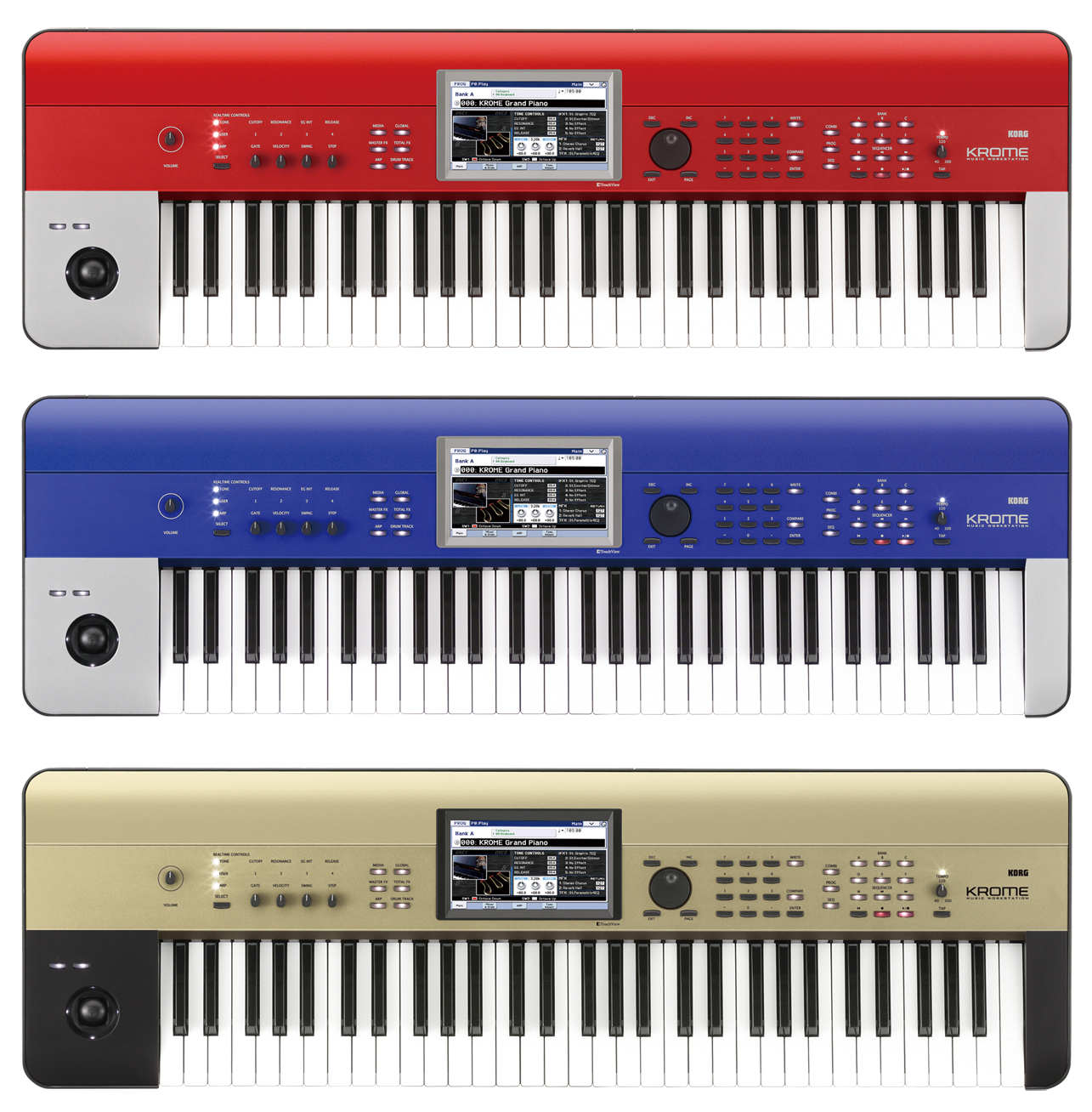 ミュージック・ワークステーションKORG「KROME」61鍵盤モデルにカラー