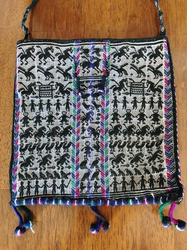 機織りポシェット 青