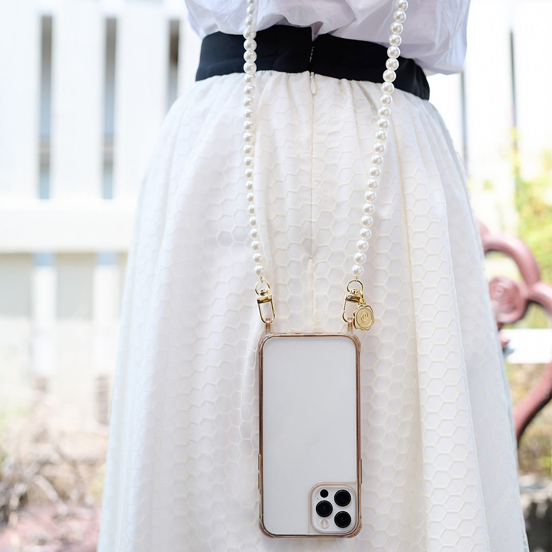Phonetab & Smartphone Shoulder Strap (Pearl)【Japan Jewelry