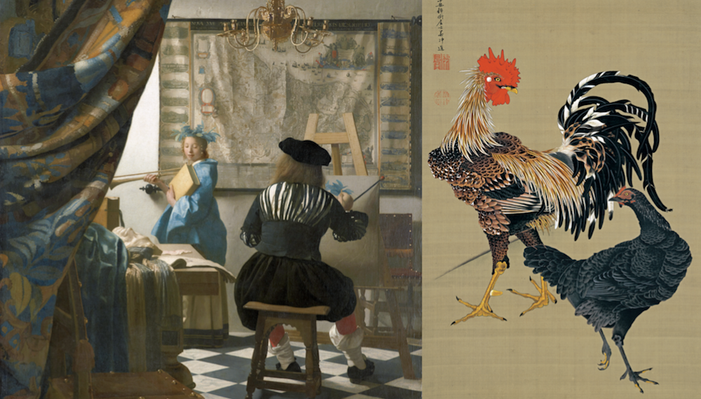 辻 画家 (鹿児島大学) の絵 二羽のニワトリ 辻 画家 (鹿児島大学) の絵