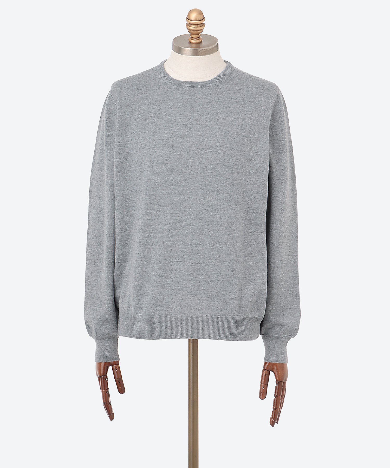 メリノウール クルーネックセーター 12G GR25F／55167