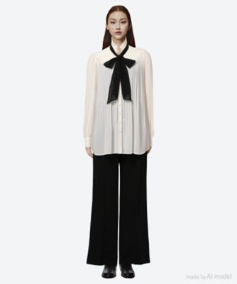 バイカラーリボンプリーツブラウス LU224―112 | L'UNE (Women