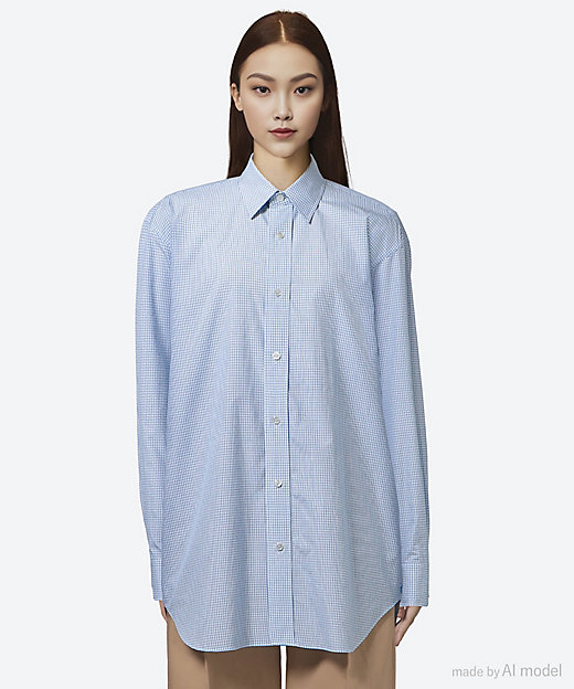 コットンチェックレギュラーシャツ 7911－230－0173