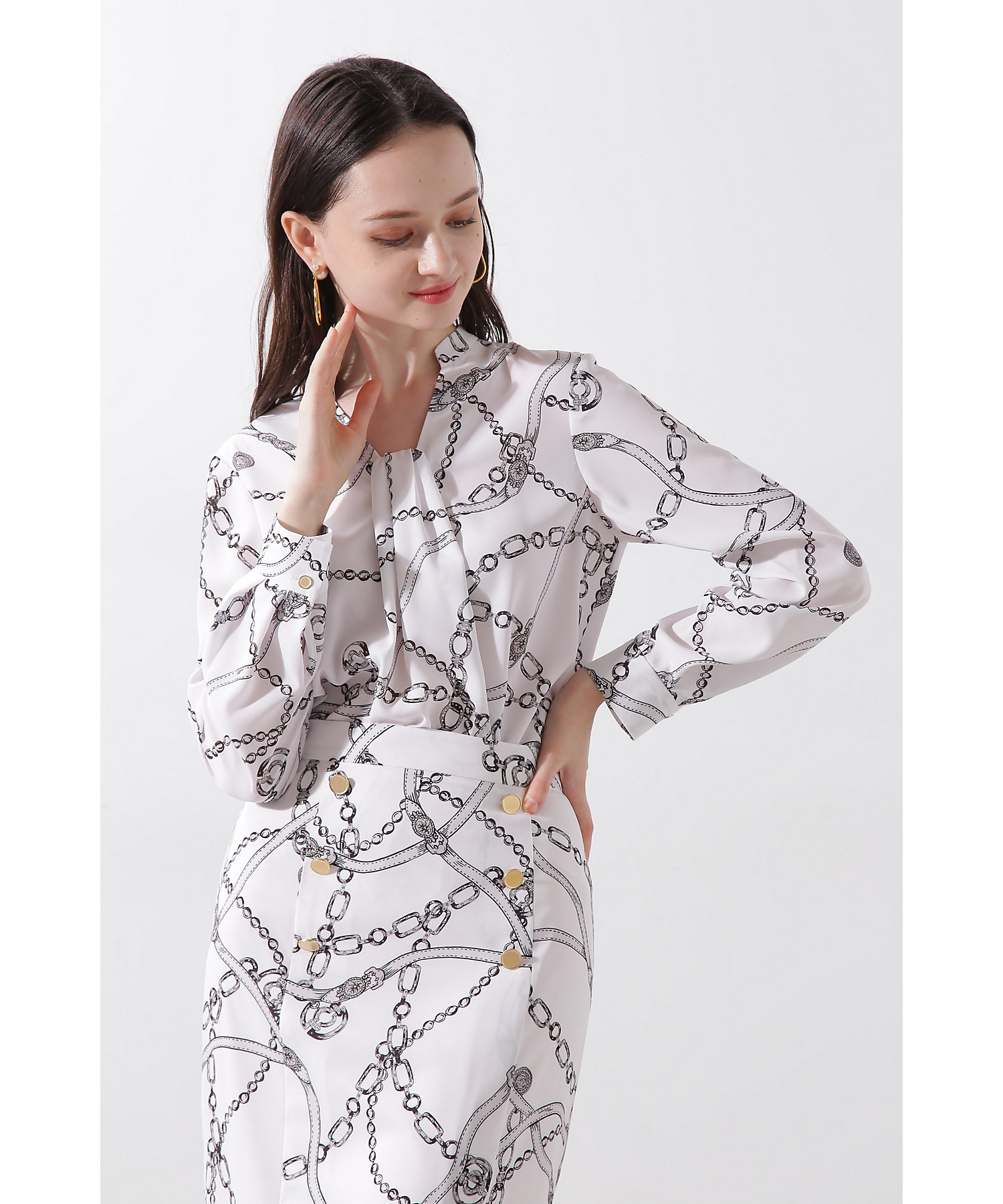 ◇チェーンプリントブラウス（0315110216） | PINKY&DIANNE