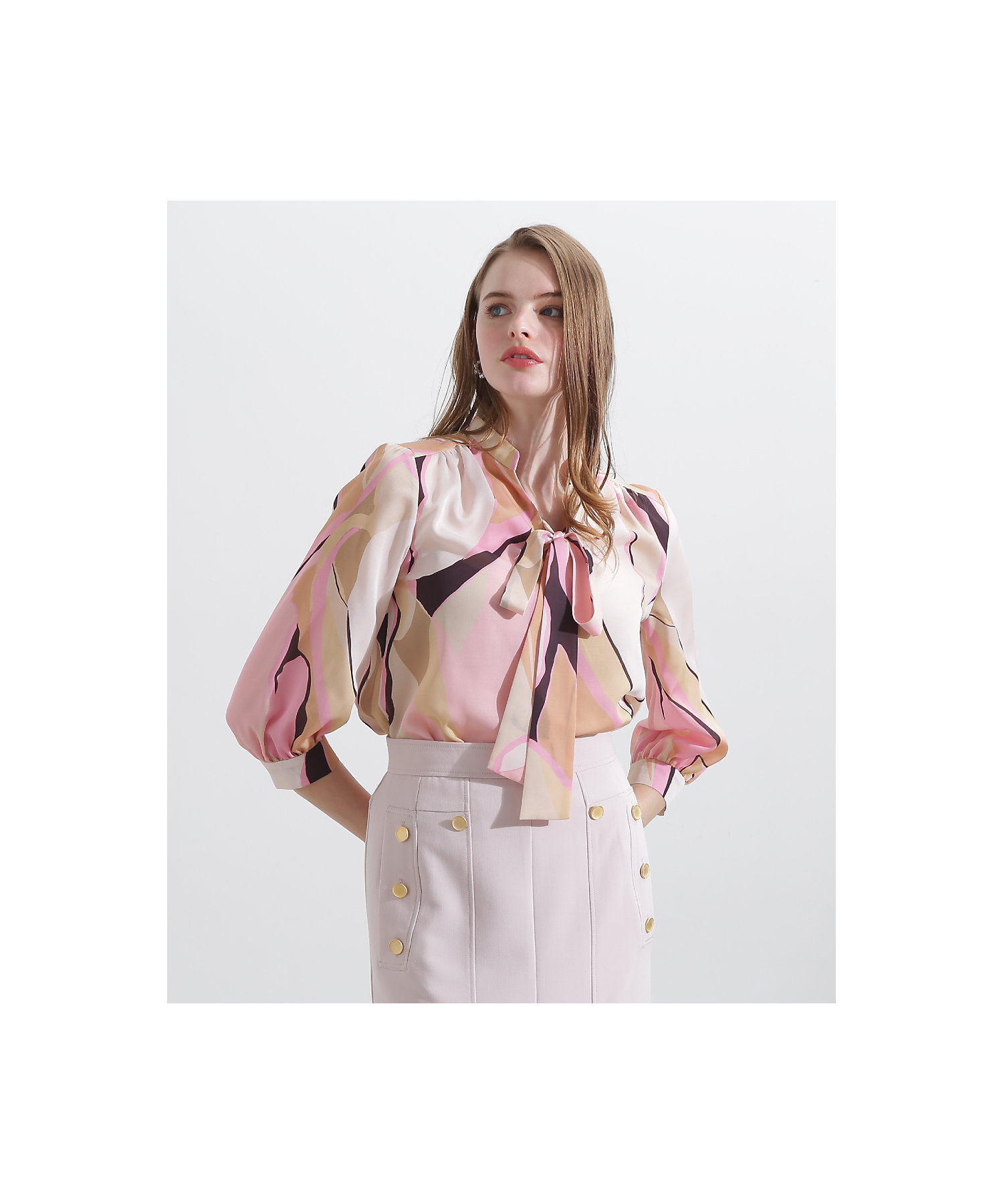 ◇マルチカラープリントブラウス（0315110401