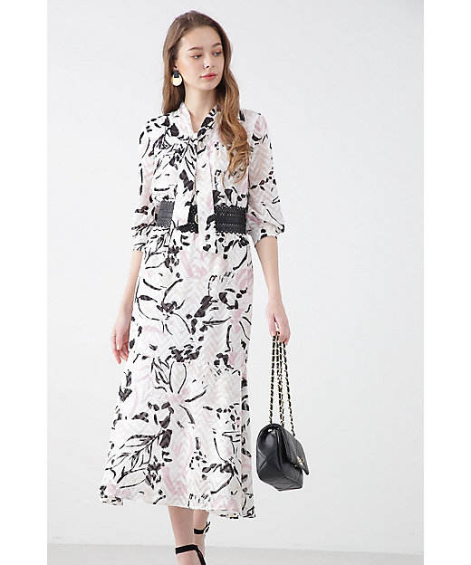 オプティカルフラワープリントワンピース（0313140461