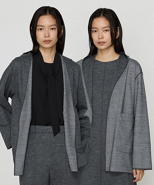 リバーシブル】ウールリバーツイード調 リバー羽織り